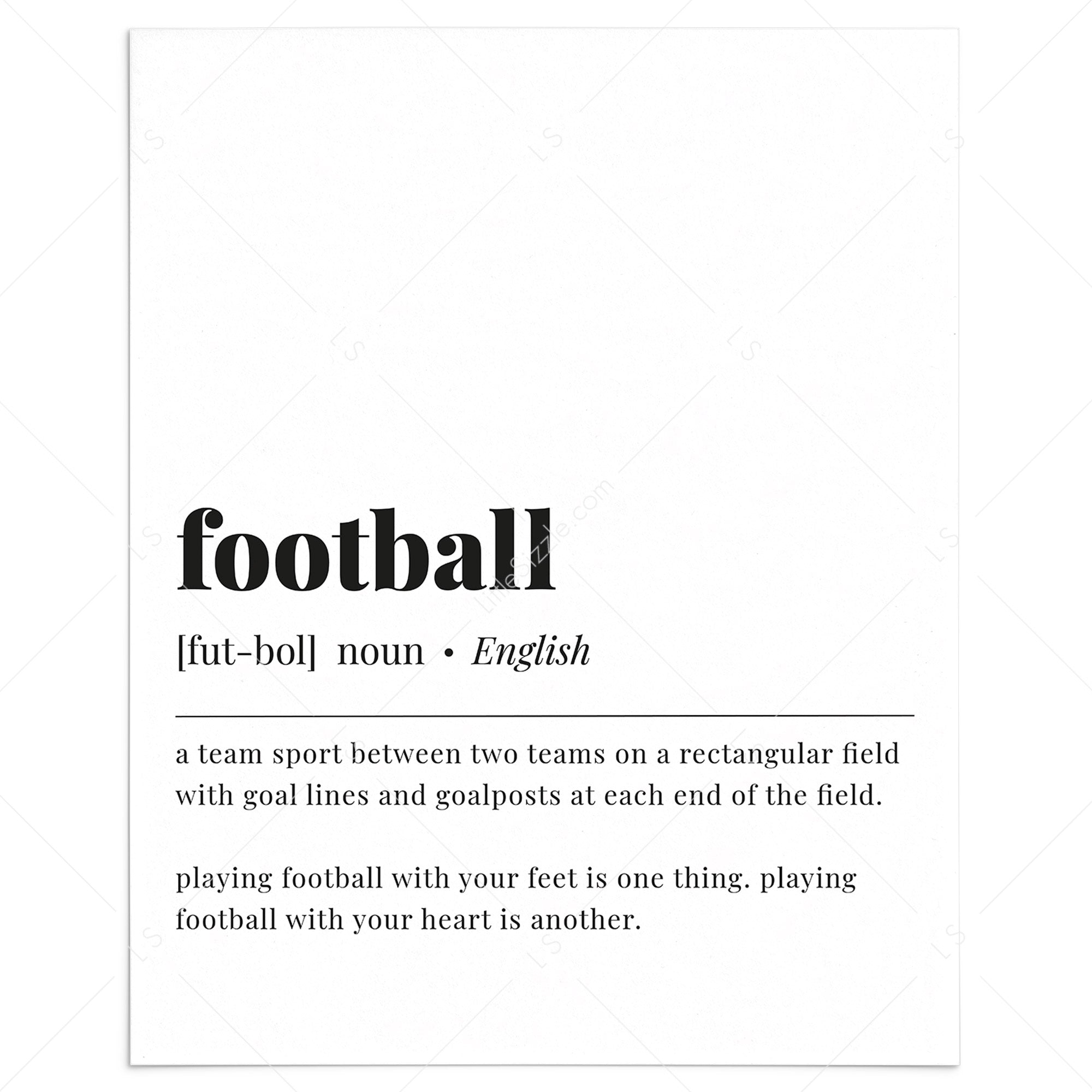 Football Definition Print Instant Download by LittleSizzle
