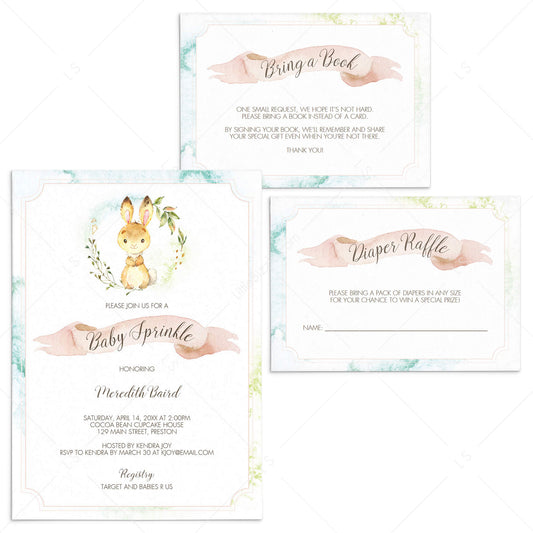 Baby Bunny Baby Sprinkle Invitation Bundle Template by LittleSizzle