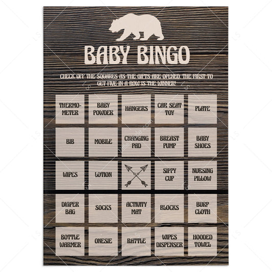 Woodland baby bingo cards printable by LittleSizzle