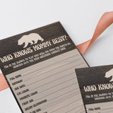 Who Knows Mommy Quiz Wood Background Shower Printable