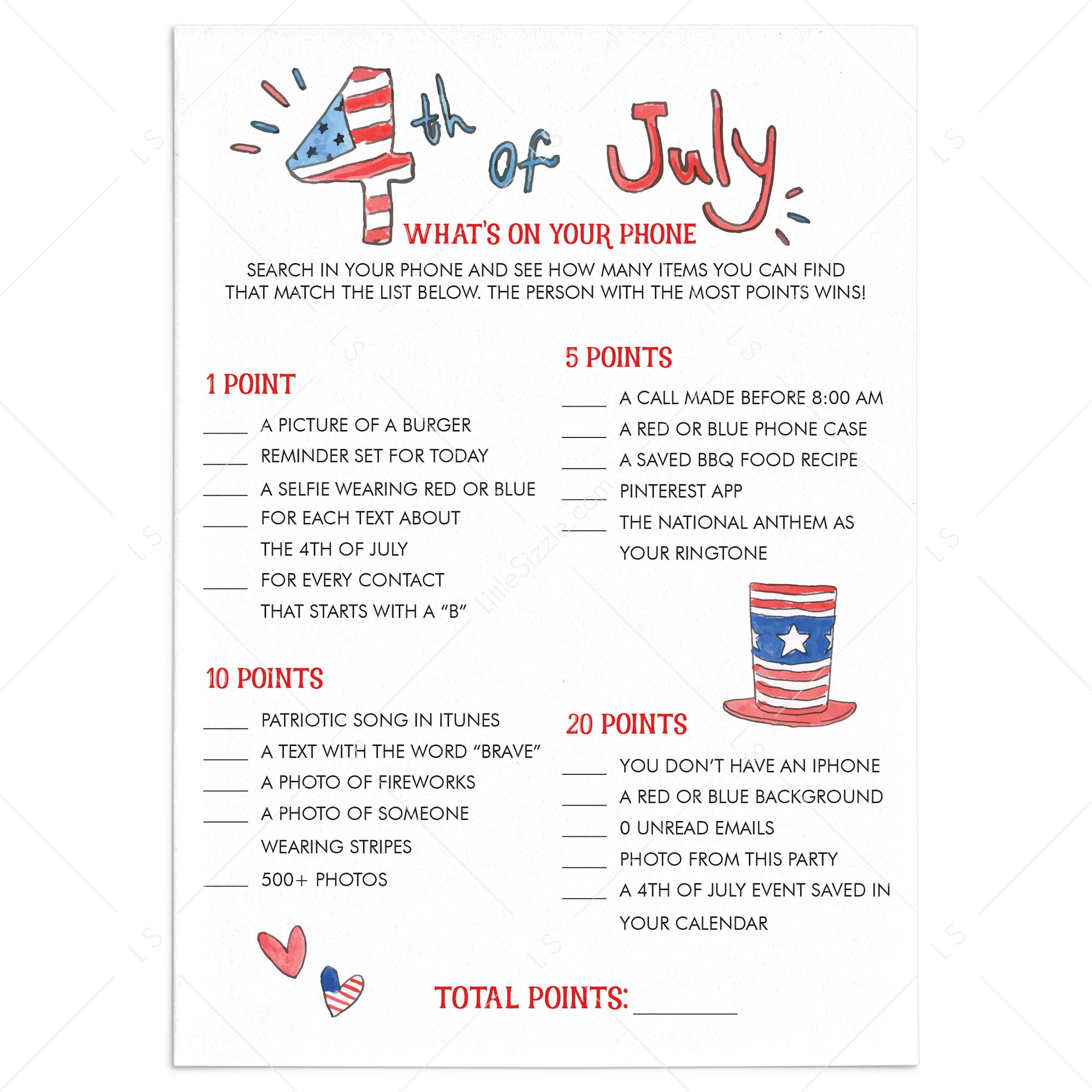 Fun Fourth of July BBQ Game Printable by LittleSizzle