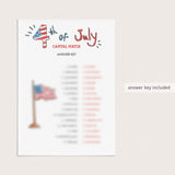Fourth of July Party Matching Game Instant Download