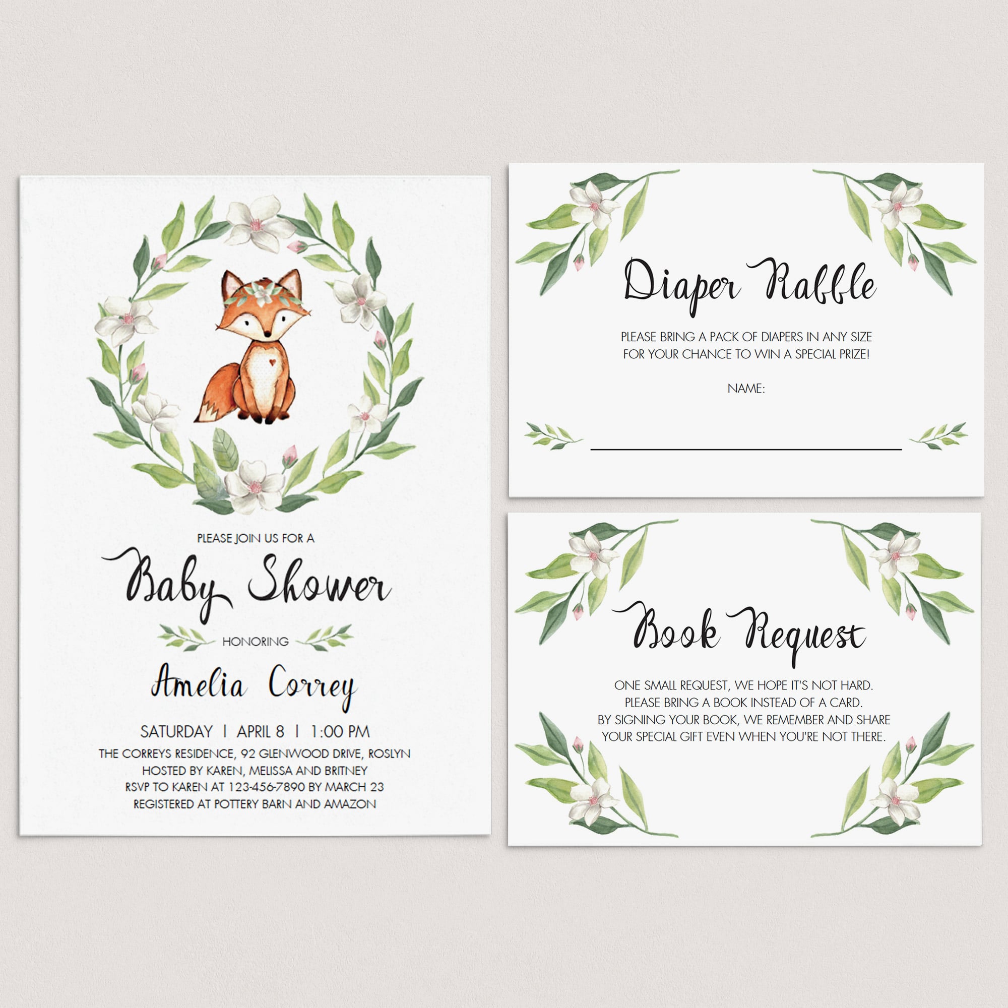 Forest animals baby shower invitation set by LittleSizzle