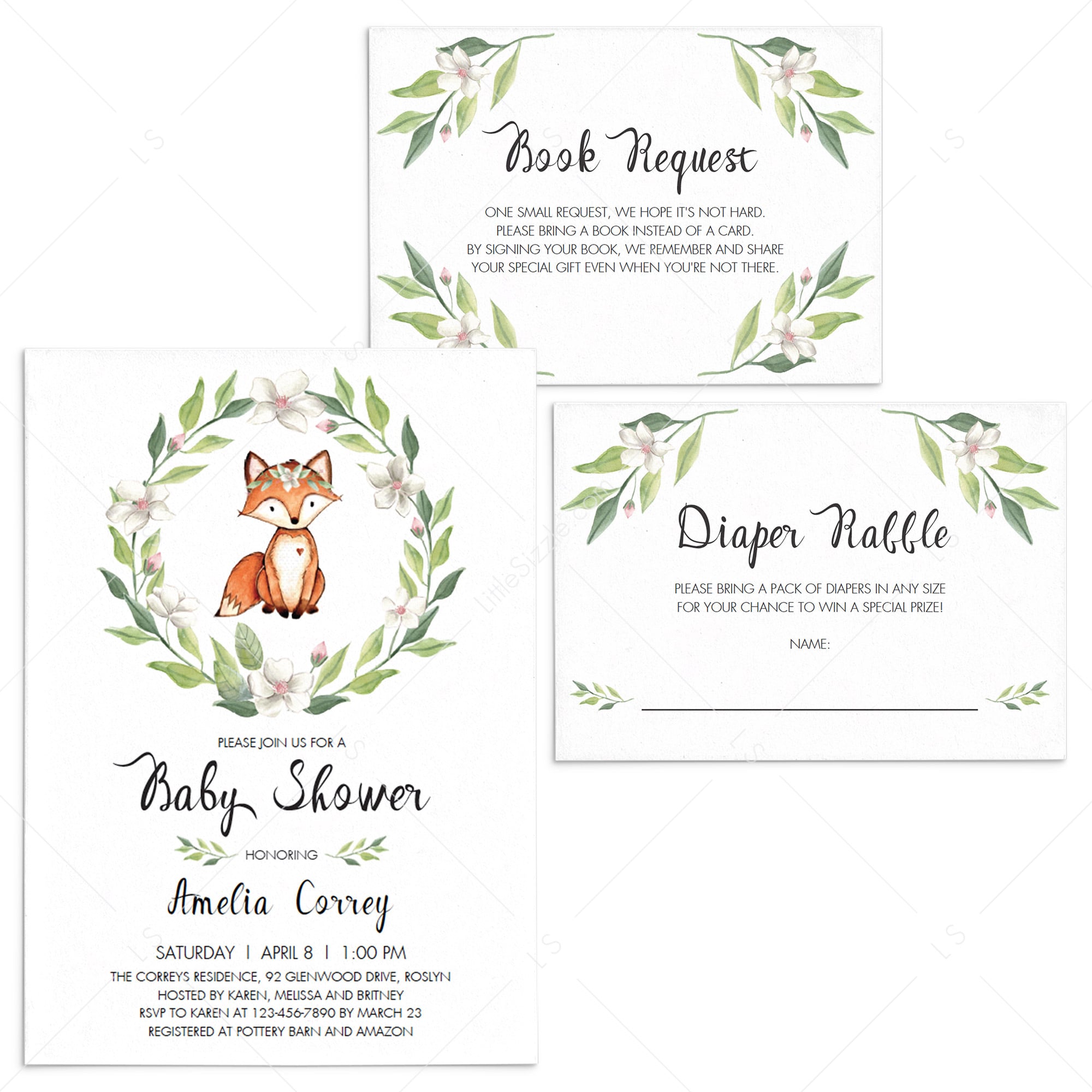 Forest animals baby shower invitation set by LittleSizzle