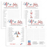 Independence Day Party Games Package Printable & Virtual