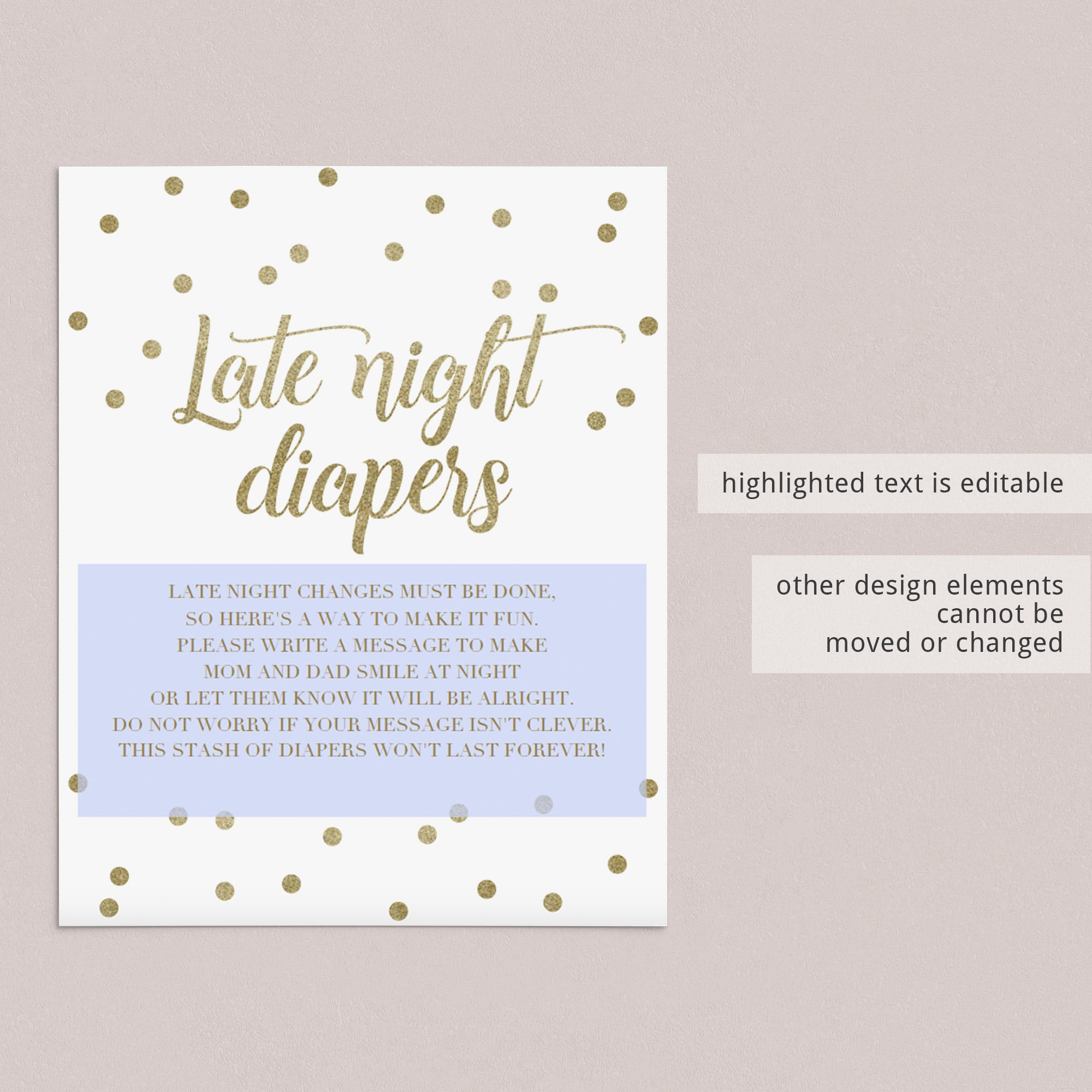 Gold glitter shower decor printable by LittleSizzle