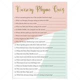 Printable Nursery Rhyme Quiz for baby shower by LittleSizzle