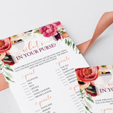 boho whats in my purse bridal shower game