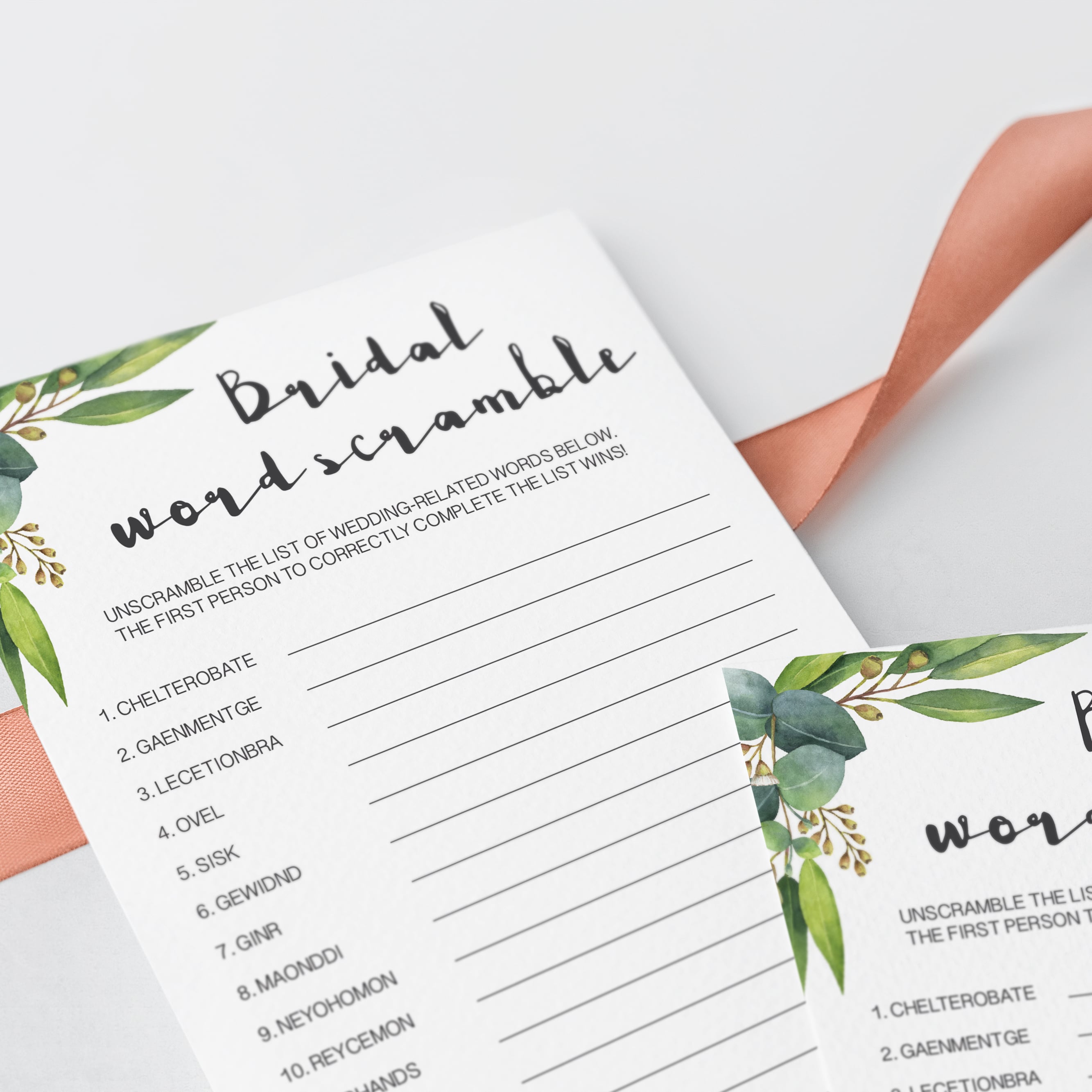 botanical bridal shower word scramble printable