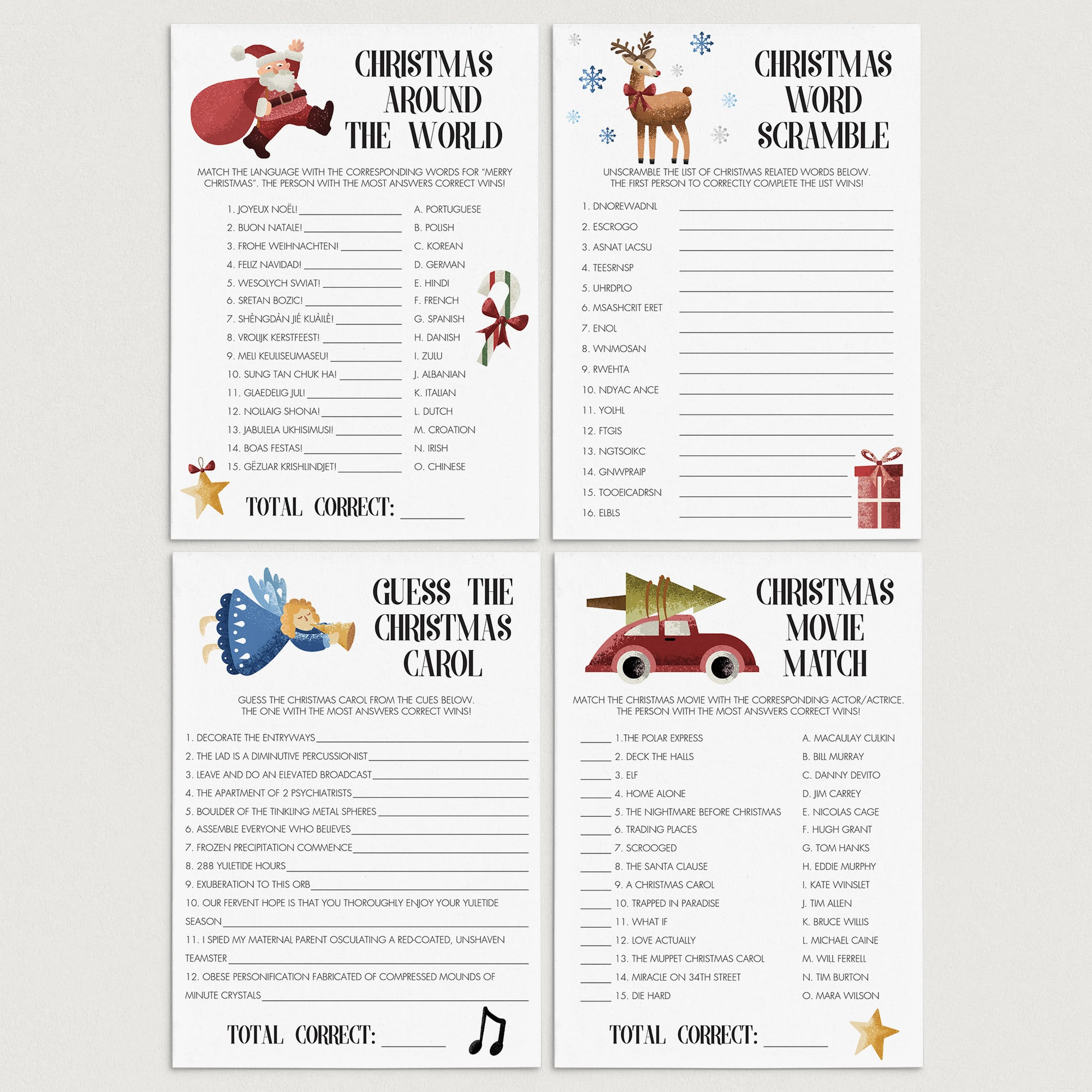 4 Holiday Games Printable by LittleSizzle