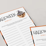 Halloween Words List Game Printable