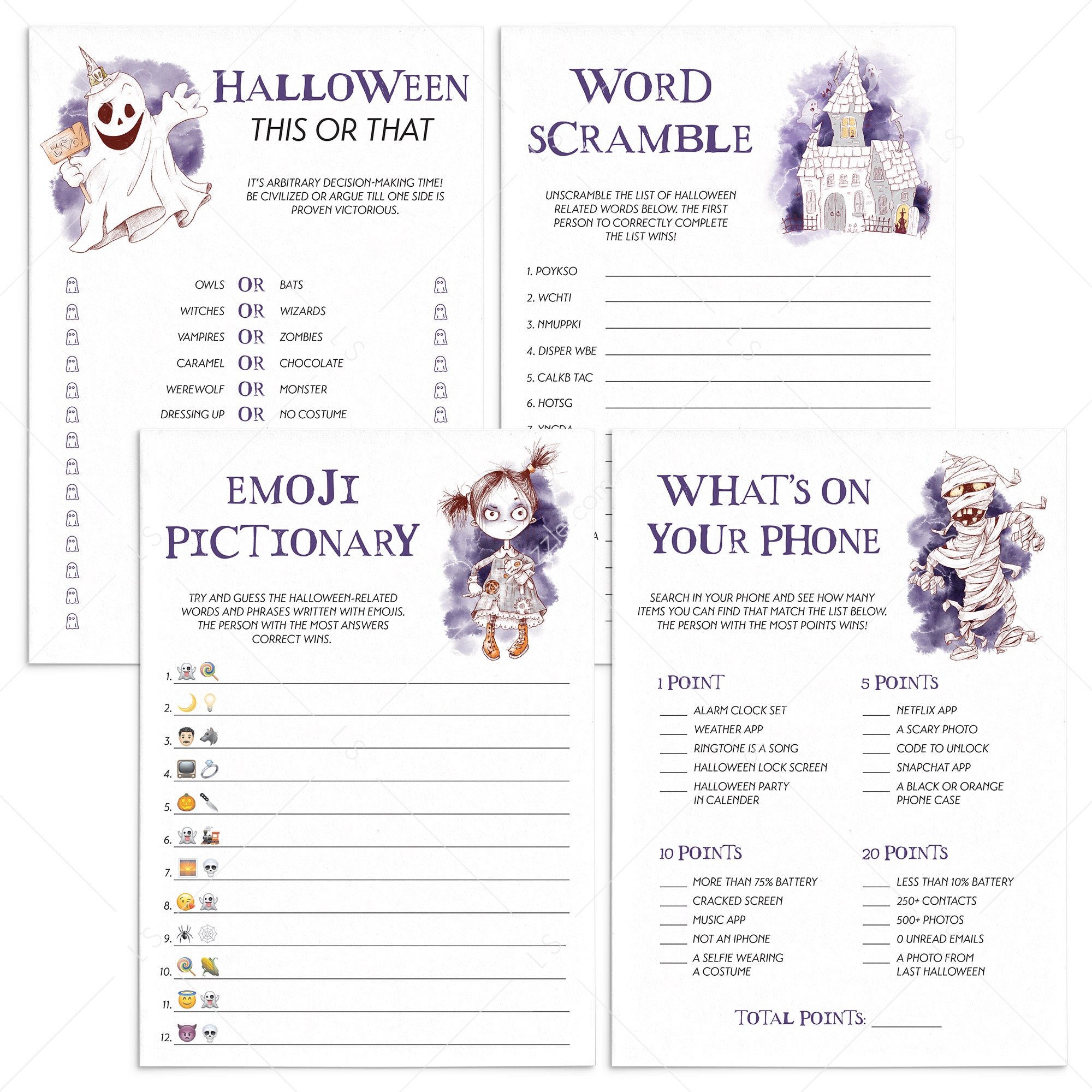 Halloween Games Pack for Adults Printable by LittleSizzle
