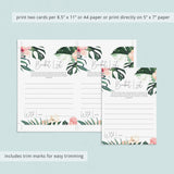 Baby Shower Keepsake Printable Bucket List Cards