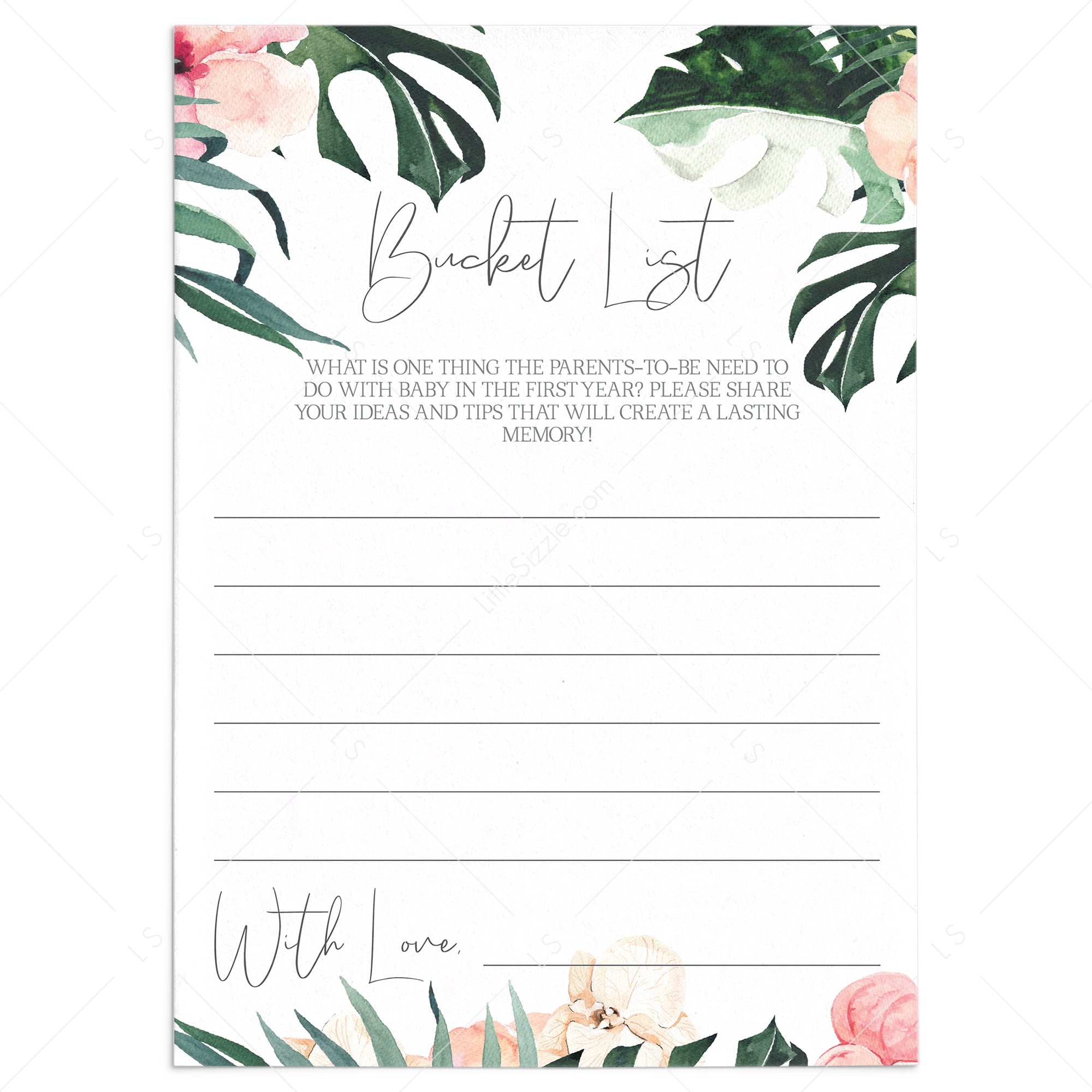 Baby Shower Keepsake Printable Bucket List Cards by LittleSizzle