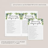 Nursery Rhyme Game for Greenery Baby Shower Printable & Virtual