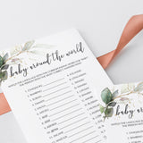 Elegant Baby Shower Game Baby Around The World Printable