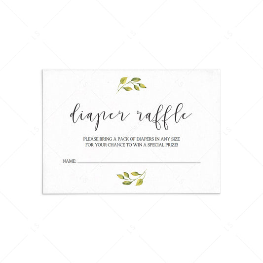 Watercolor green leaf on baby shower invitation inserts by LittleSizzle