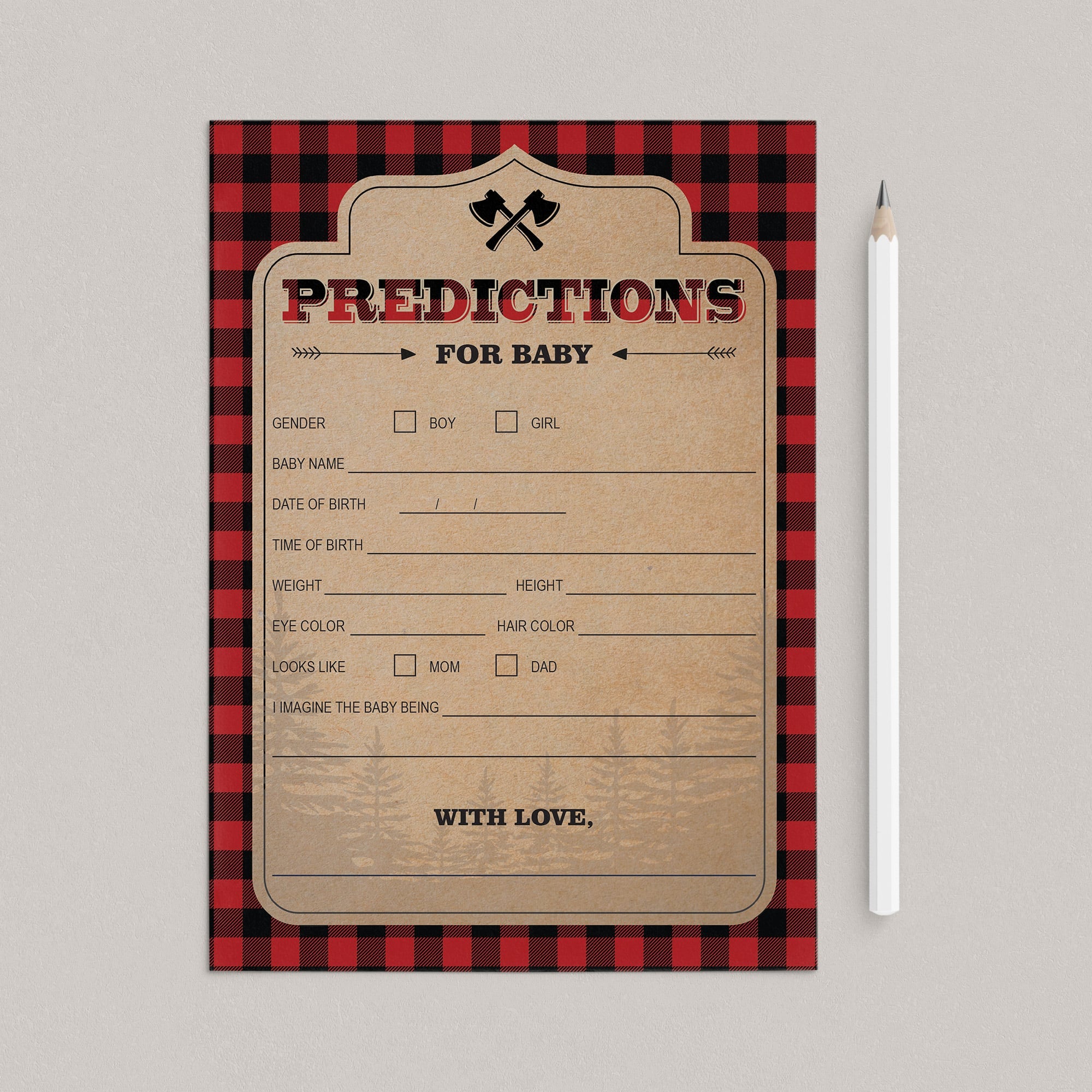 Rustic Baby shower lumberjack games printables