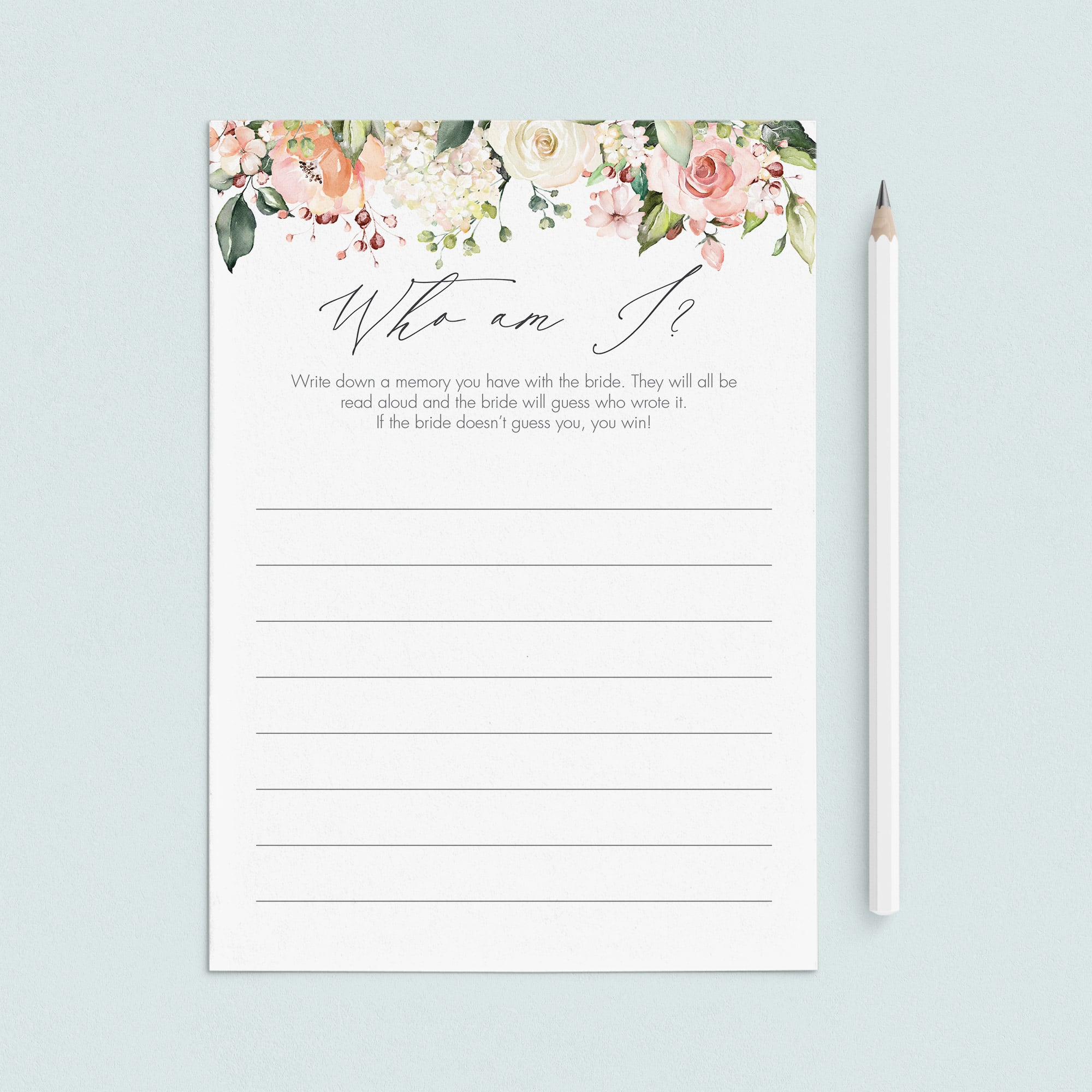 rosy floral bridalshower memory game digital download by LittleSizzle