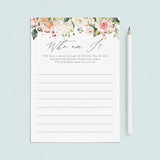 rosy floral bridalshower memory game digital download by LittleSizzle