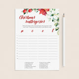 Floral Christmas Party Game Scattergories by LittleSizzle