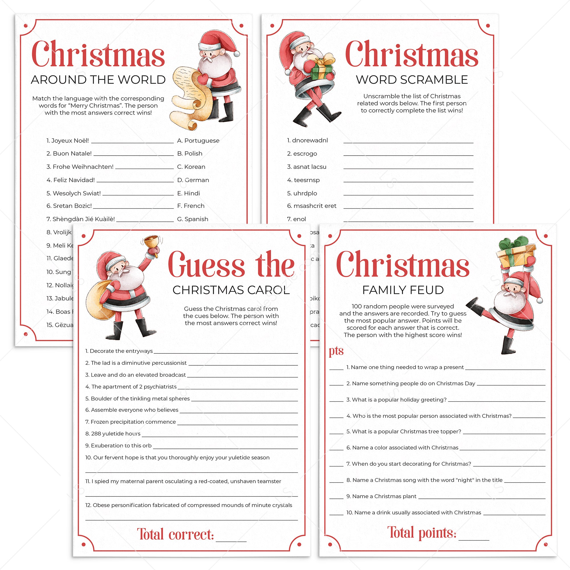 Family Christmas Party Games Printable by LittleSizzle