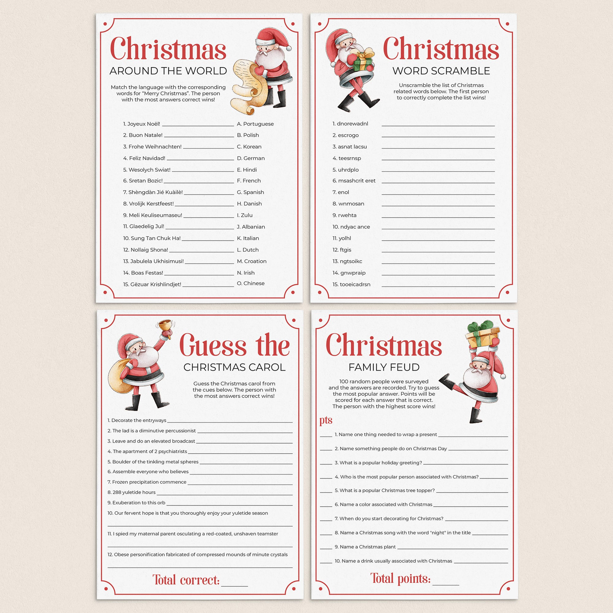 Family Christmas Party Games Printable by LittleSizzle