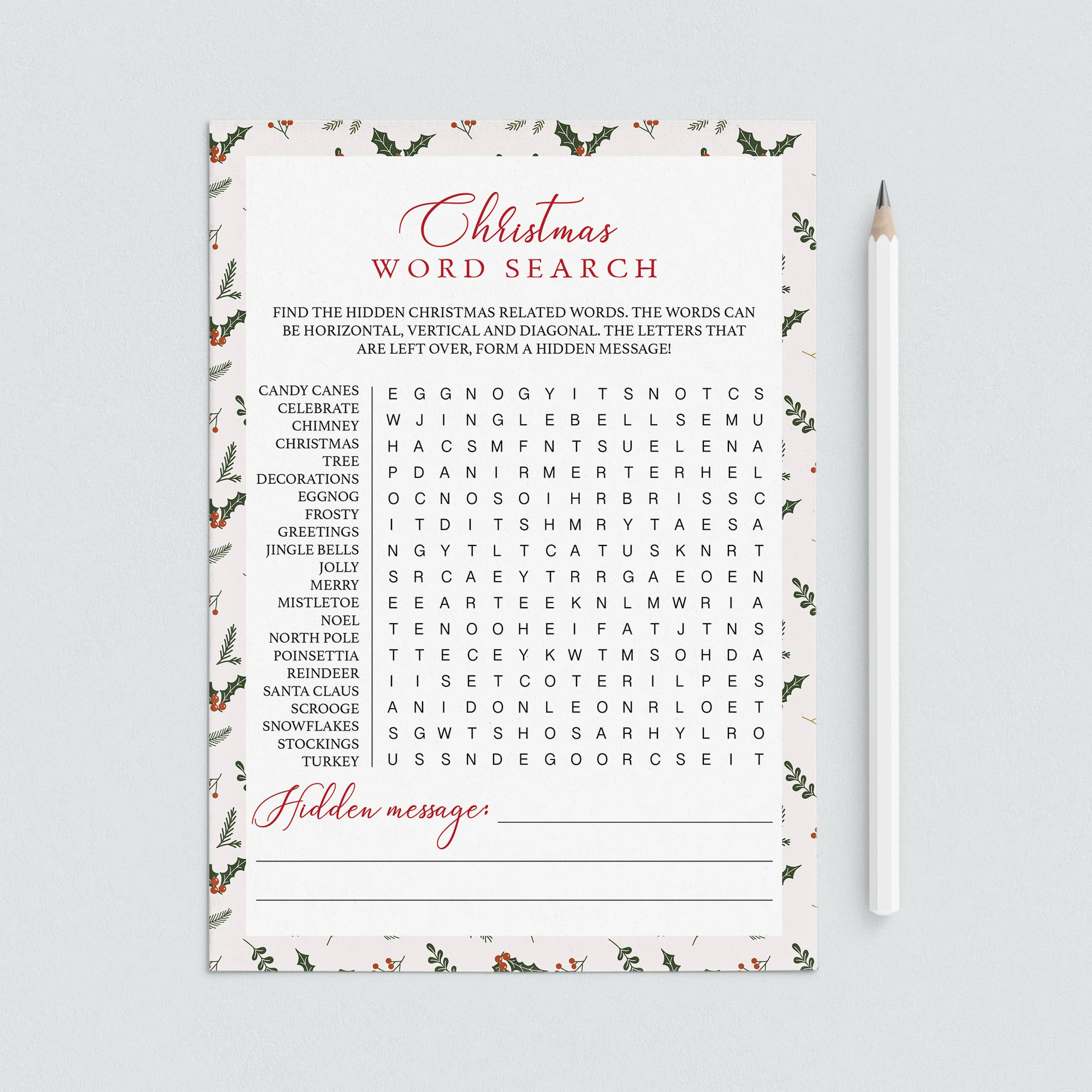 Holiday Word Search Game Instant Download by LittleSizzle