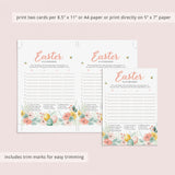 Easter Brunch Game Printable Scattergories