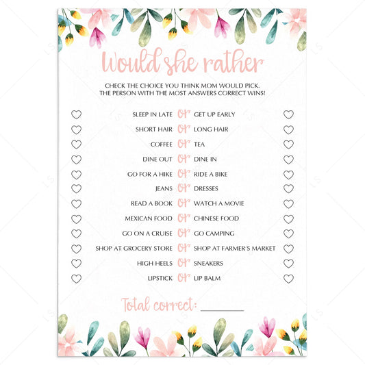 Fun Mother's Day Activity Would She Rather by LittleSizzle