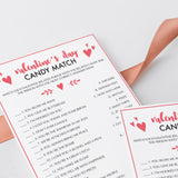 Valentine's Party Game Candy Match Printable & Virtual