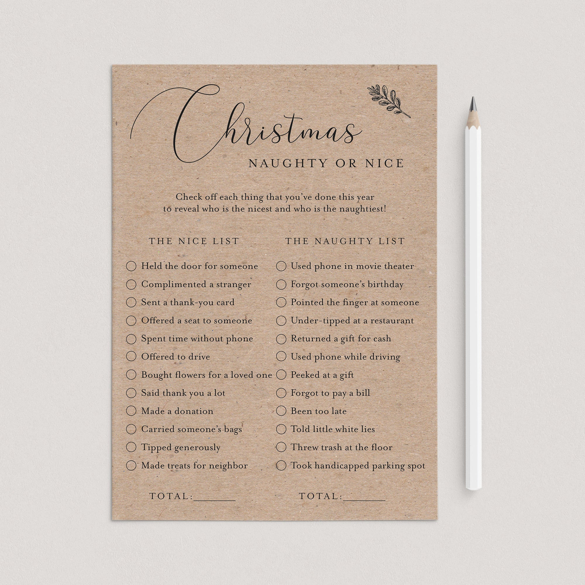 Rustic Christmas Game Naughty or Nice Printable by LittleSizzle