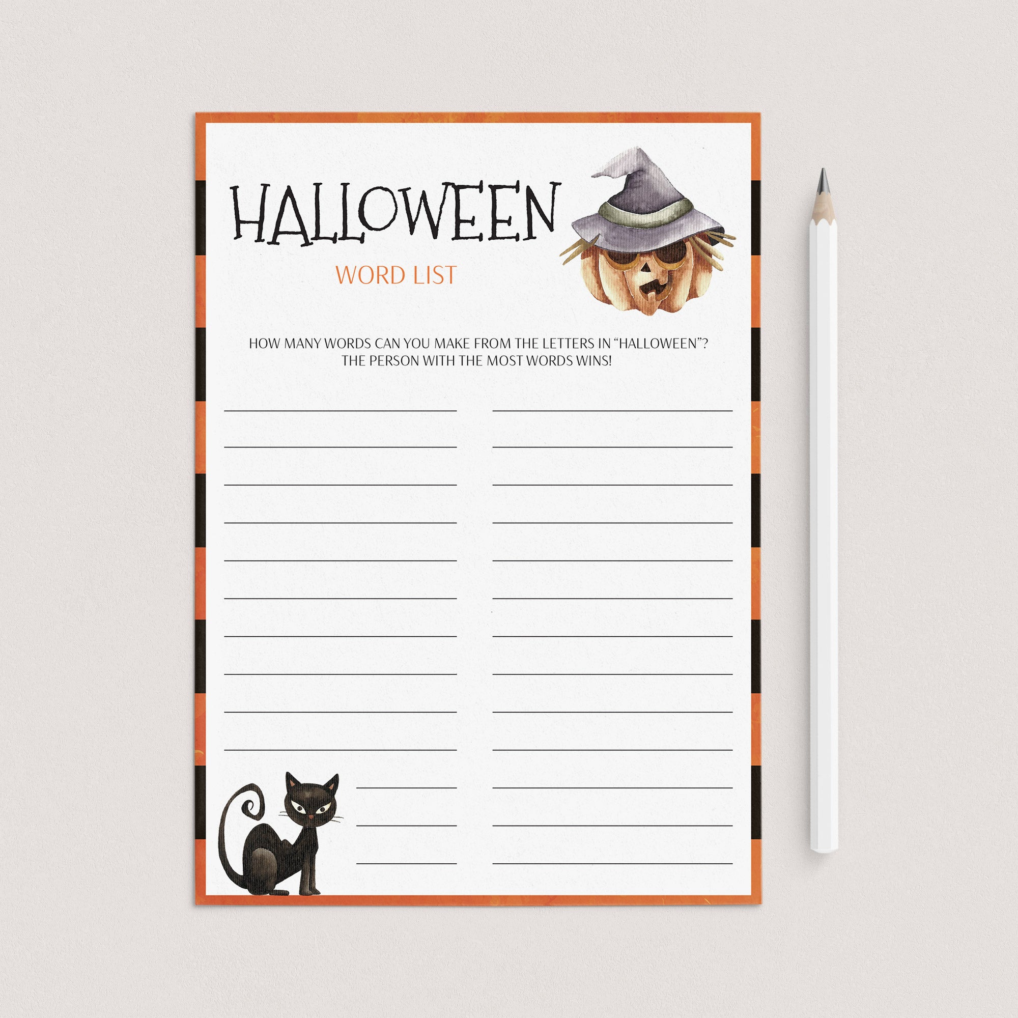 Halloween Words List Game Printable by LittleSizzle