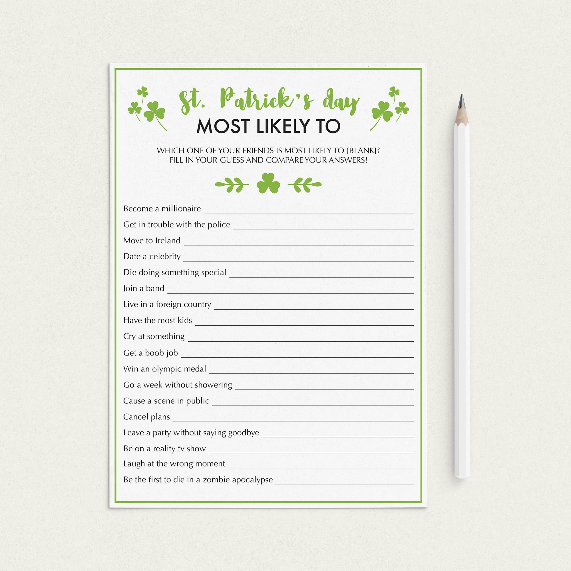 St Patricks Day Party Activity For Friends by LittleSizzle