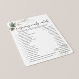 Greenery Gold Baby Shower Game Pregnancy Candy Match