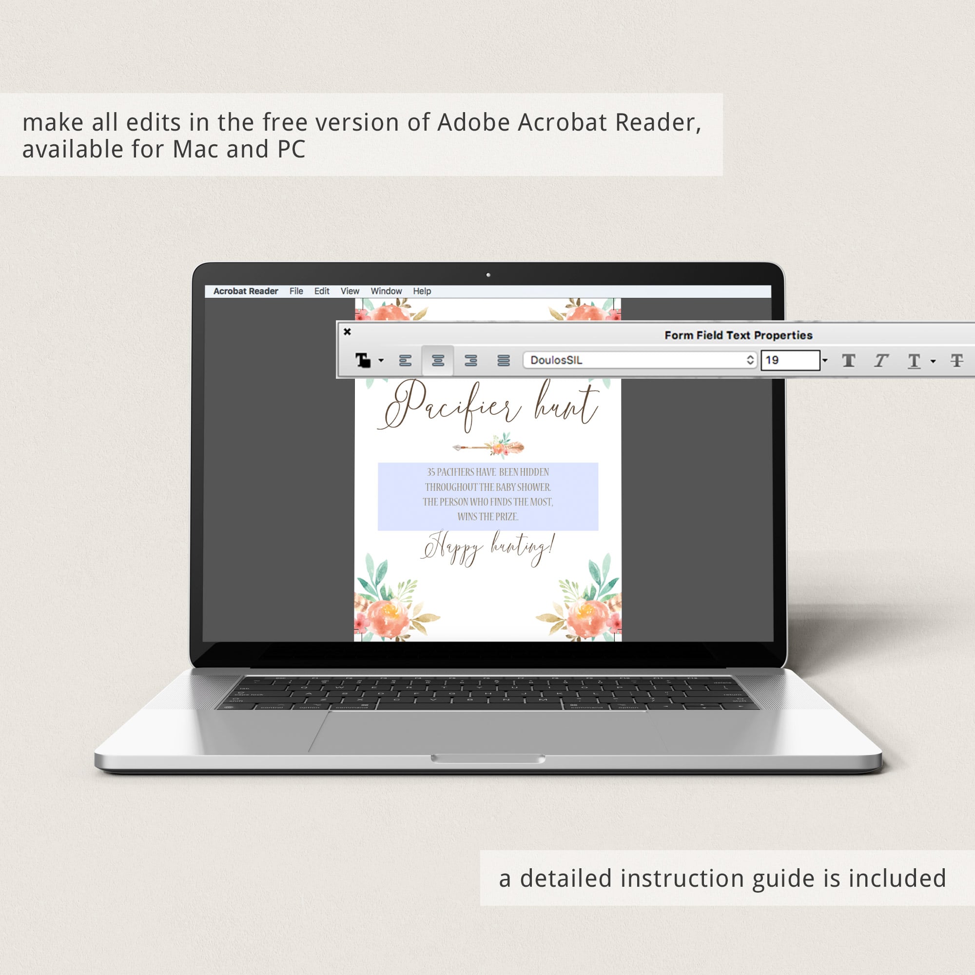 Pacifier hunt game sign template by LittleSizzle