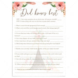 Boho Baby Shower Ice Breaker Game Dad Knows Best by LittleSizzle