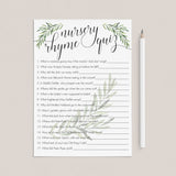 Baby Nursery Rhyme Quiz Printable Green Leaves by LittleSizzle