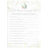 Pumpkin Baby Shower Game Who Knows Mommy Best Printable by LittleSizzle