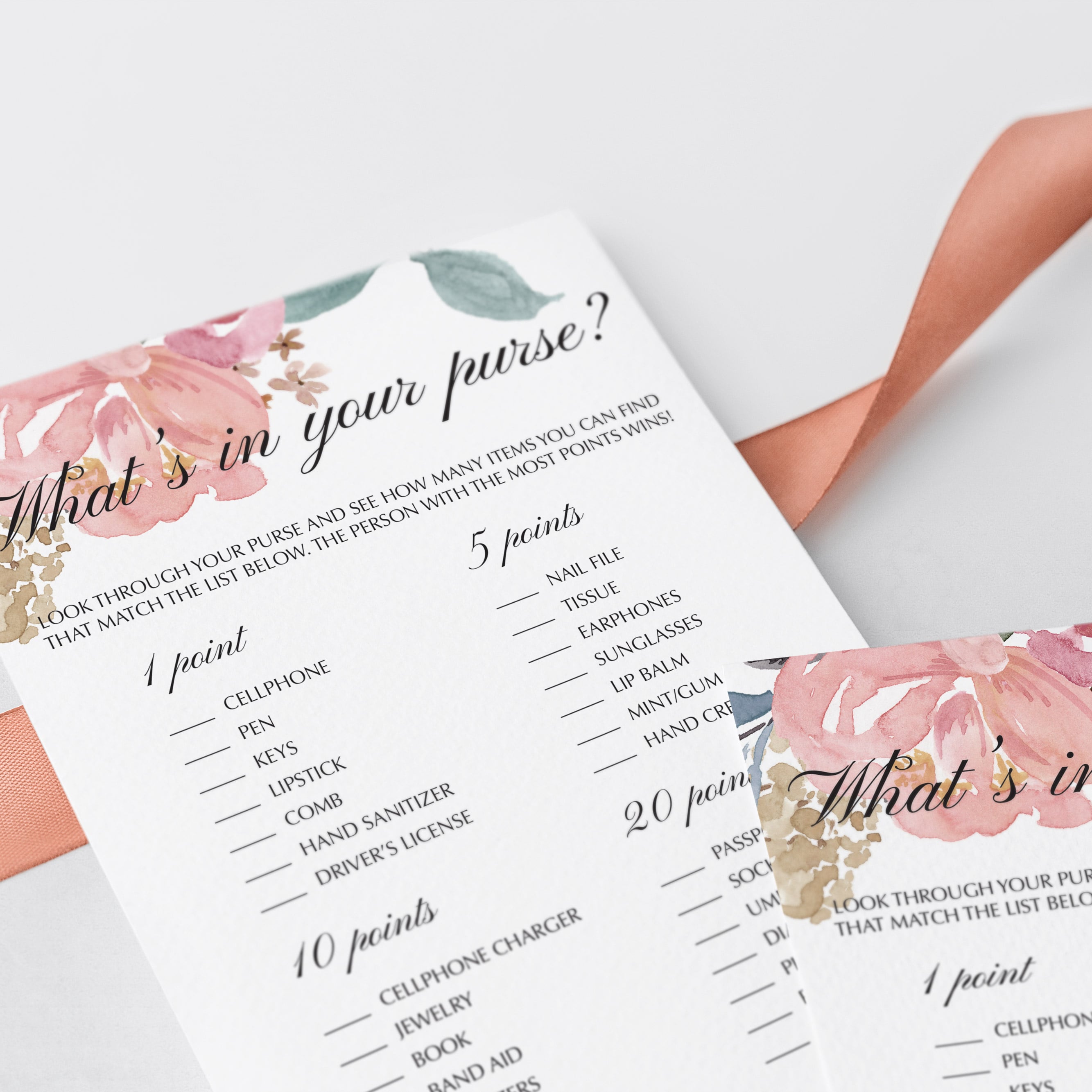 Whats in your purse printable baby shower game by LittleSizzle