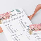 Whats in your purse printable baby shower game by LittleSizzle