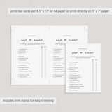Adult Birthday Game for Him Ever or Never Printable
