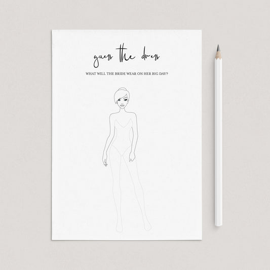 Modern Bridal Shower Activity Guess The Dress Printable by LittleSizzle