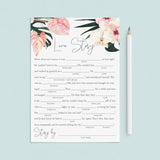 Tropical Bridal Shower Mad Libs Fill In The Blanks Template by LittleSizzle