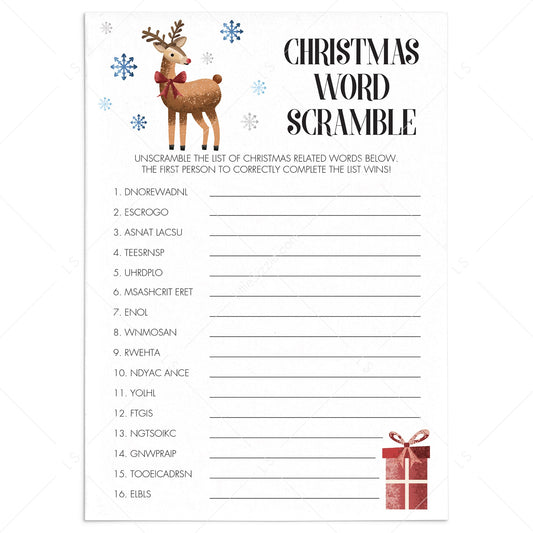 Fun Christmas Word Scramble Puzzle Instant Download by LittleSizzle