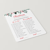Naughty or Nice Christmas Game for Adults Printable