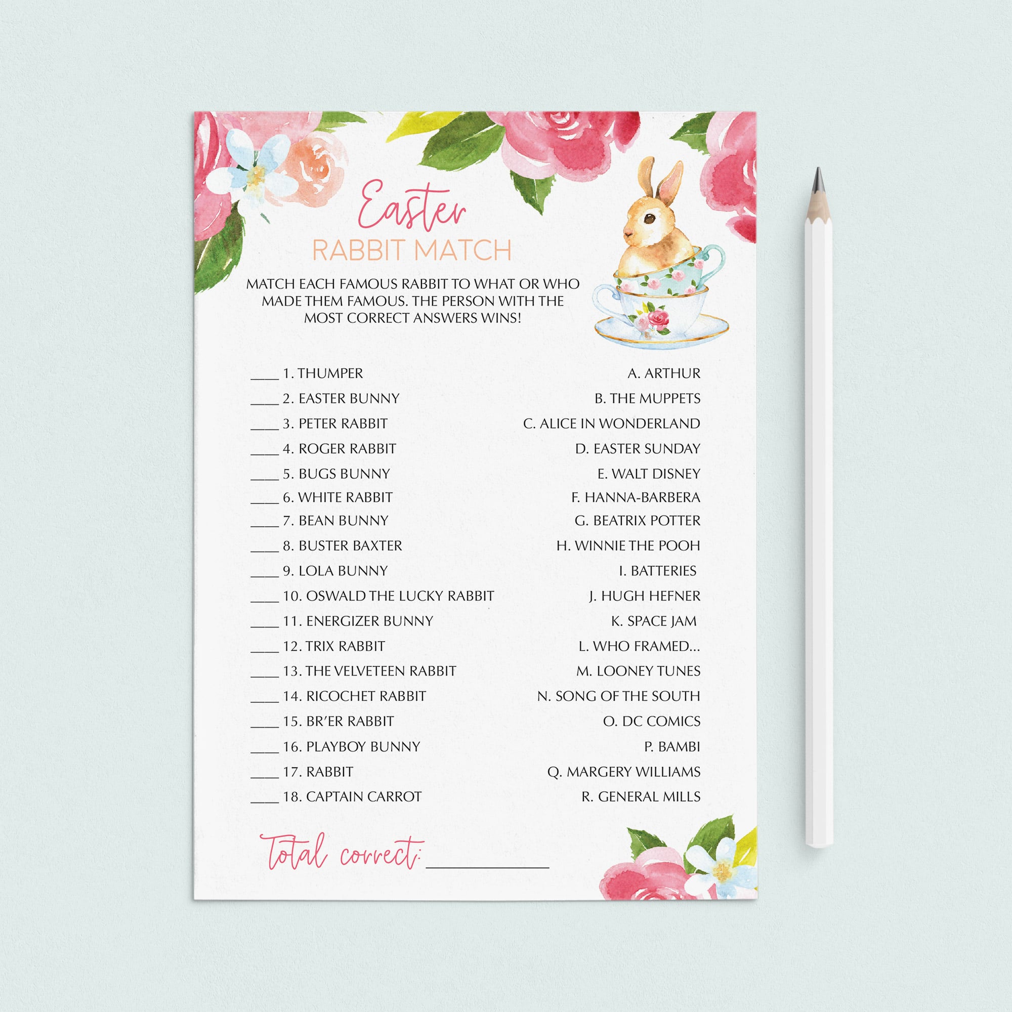 Funny Easter Game for Adults Rabbit Match by LittleSizzle