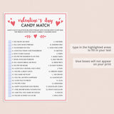 Valentine's Party Game Candy Match Printable & Virtual