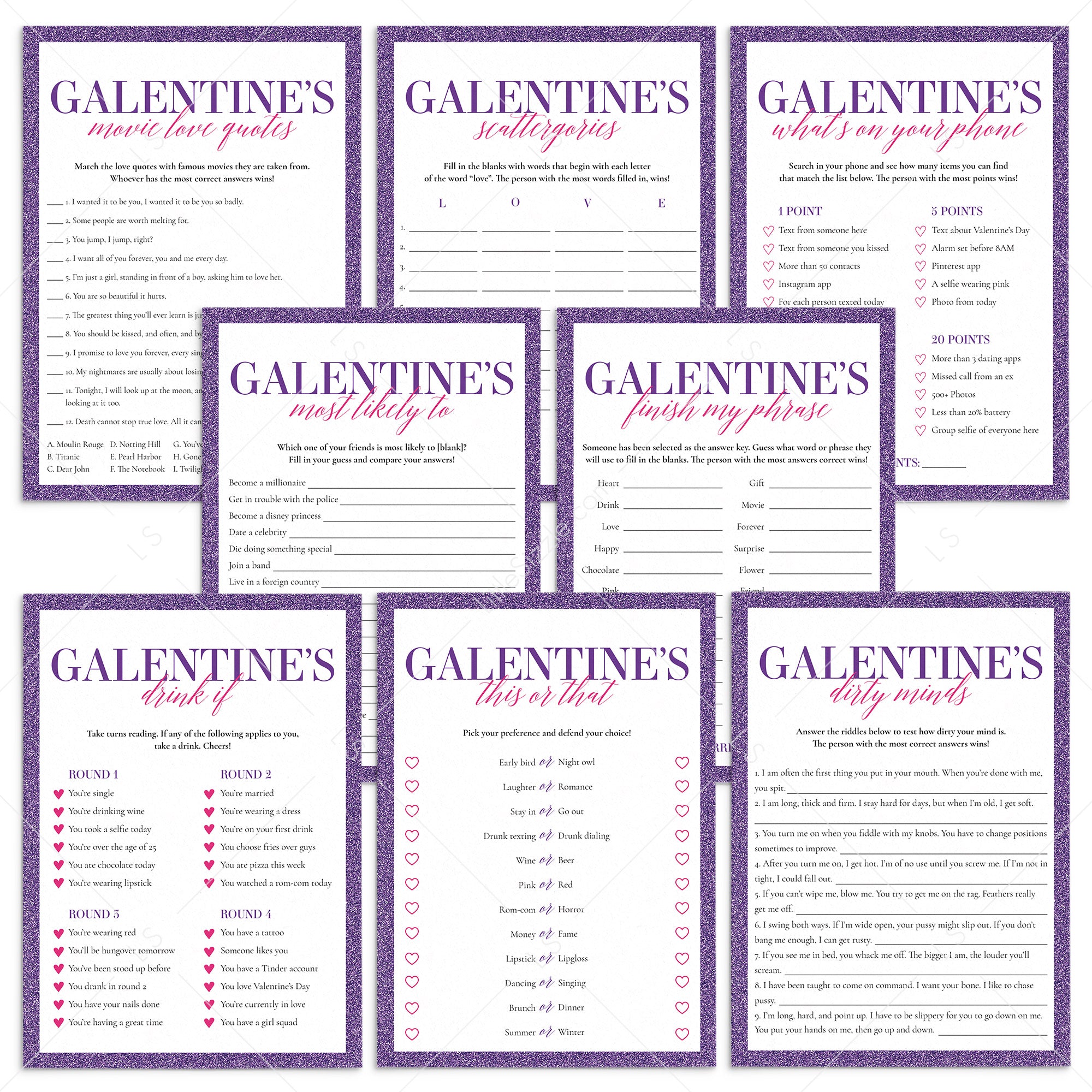 Galentines Day Games Bundle Printable by LittleSizzle