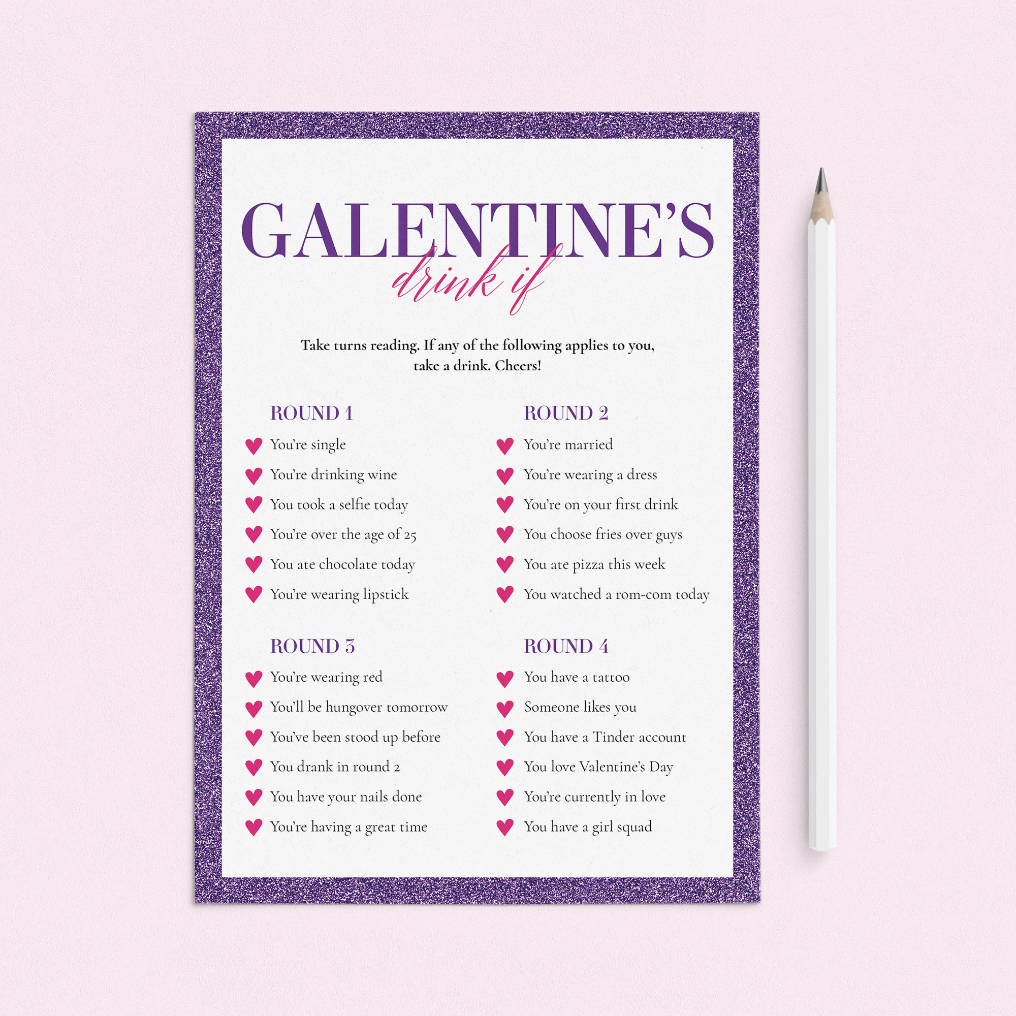 Galentines Drink If Game Printable by LittleSizzle